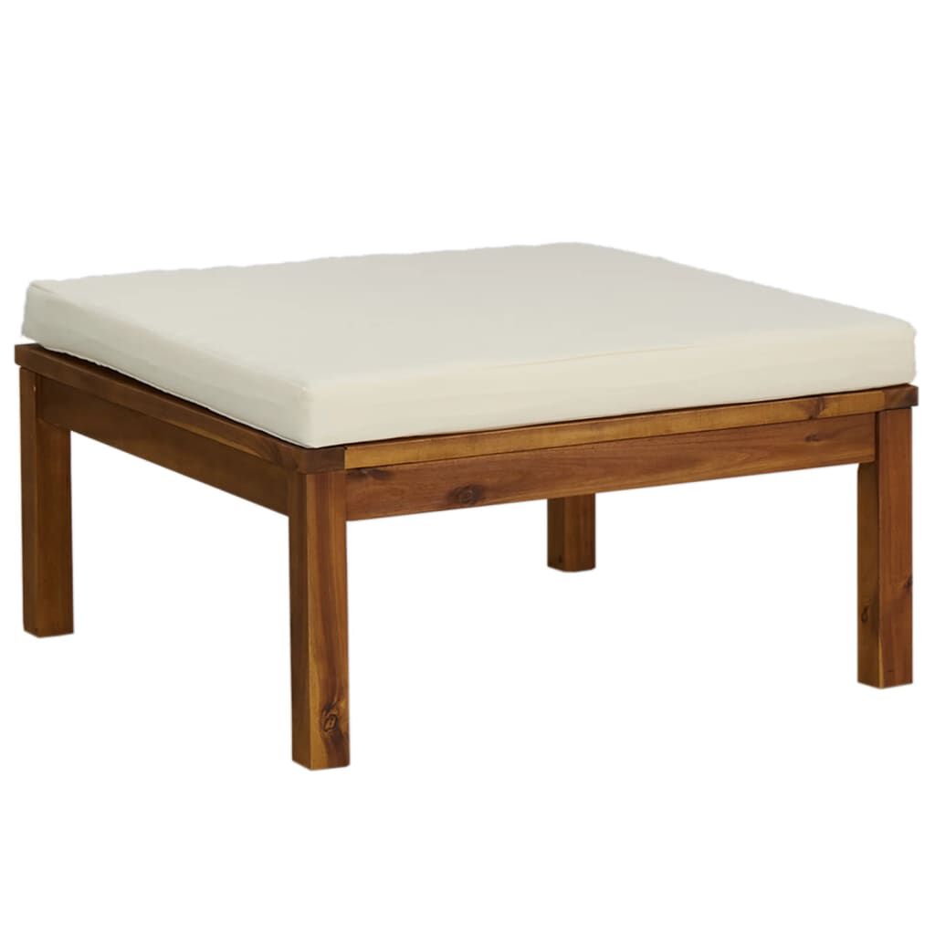 3-tlg. Garten-Lounge-Set mit Cremeweißen Kissen Akazienholz