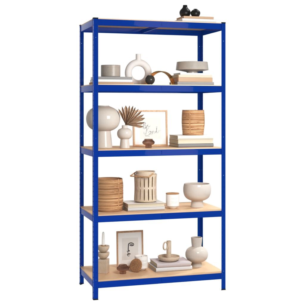 Regalset Regalsystem Blau 2 Stück mit 5 Böden aus Stahl und Holzwerkstoff stabil