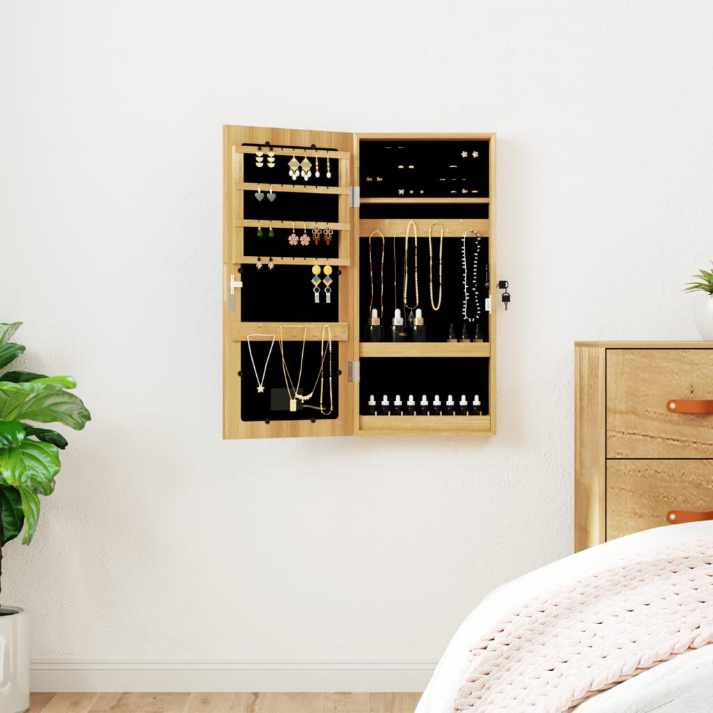 Schmuckschrank mit Spiegel und LED für Wandmontage modern elegant