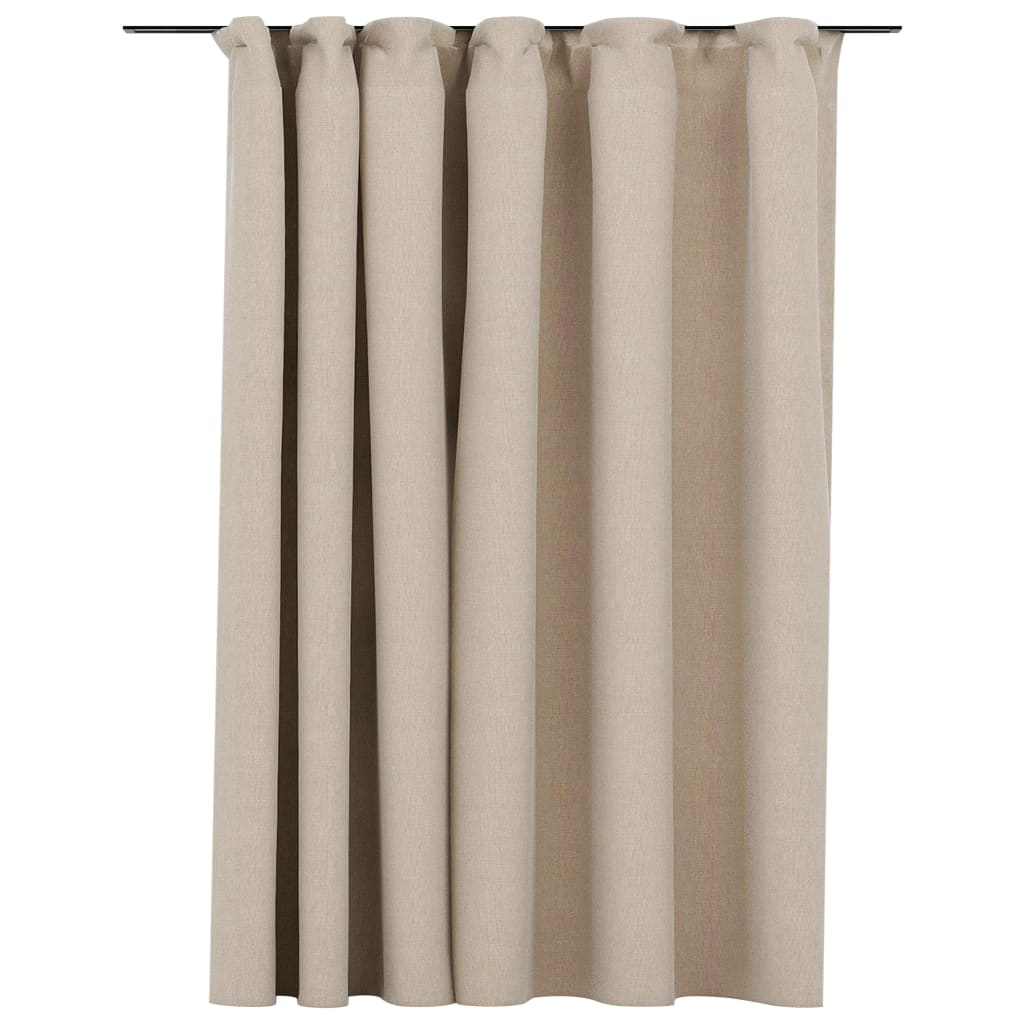 Verdunkelungsvorhang in Leinenoptik Beige 290x245 cm mit Haken, ideal für Wohn- oder Schlafzimmer, bietet Privatsphäre und Lichtschutz.