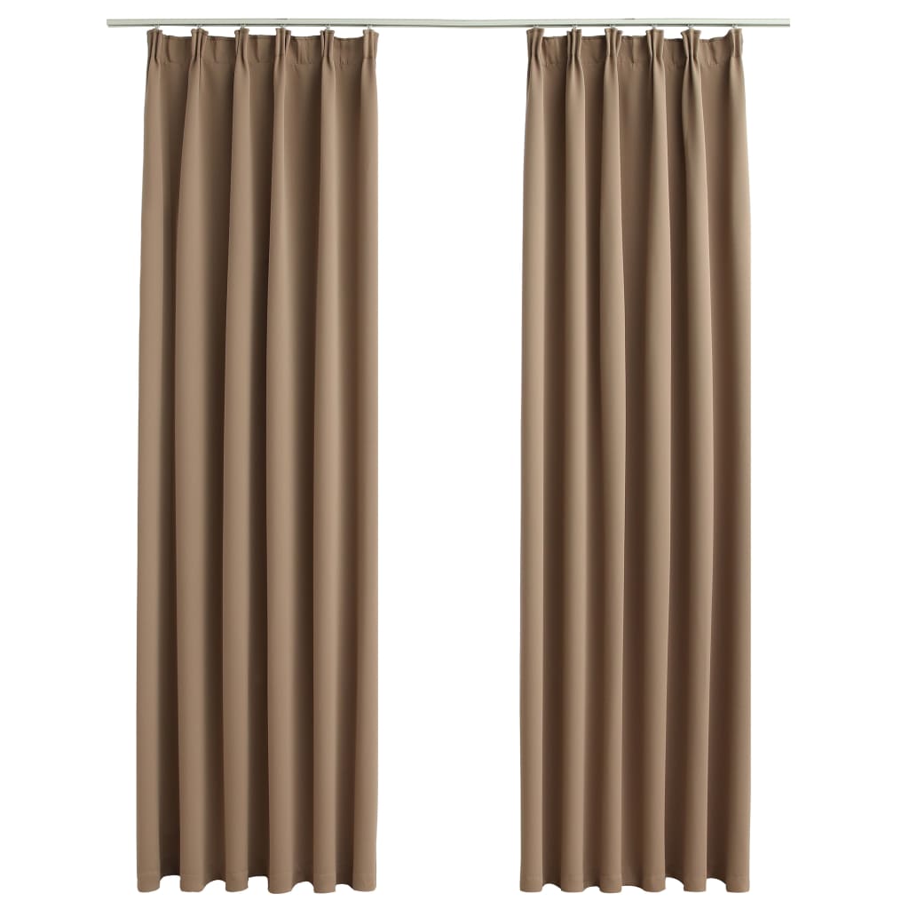 Verdunkelungsvorhänge Taupe 140x245 cm, 2 Stk., mit Haken, lichtundurchlässig für optimalen Sicht- und Lichtschutz.