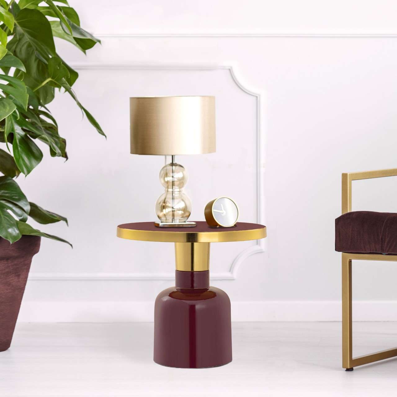 Beistelltisch rund ø 45 H 45 cm Dekotisch Lampentisch Sofatisch Glam Tisch Metall und Emaille Beistelltisch rund ø 45 H 45 cm Dekotisch Lampentisch Sofatisch Glam Tisch Metall und Emaille