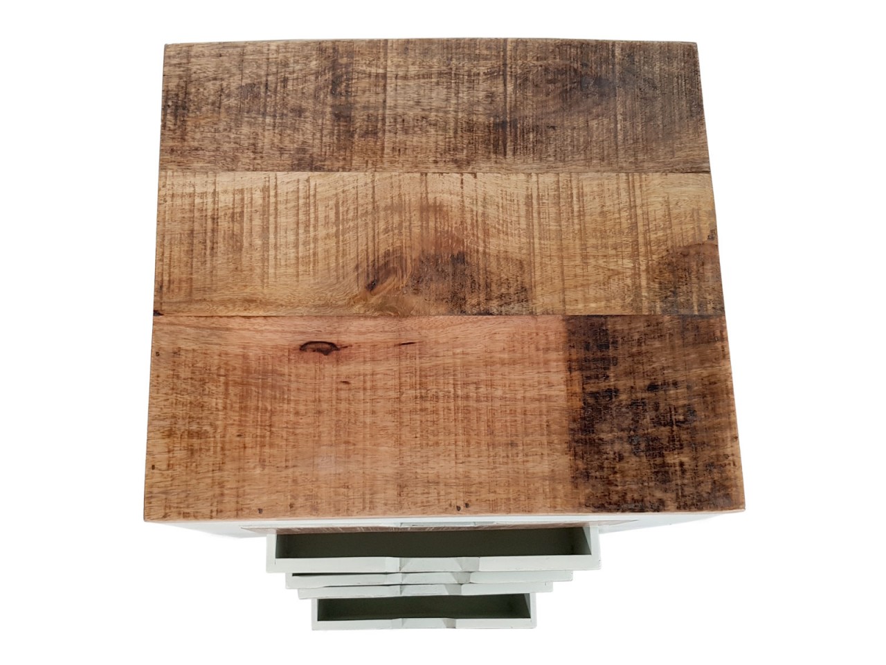 Schubladen Kommode B 40 H 92 cm Schubkastenturm Anrichte Sideboard California weiß Mangoholz