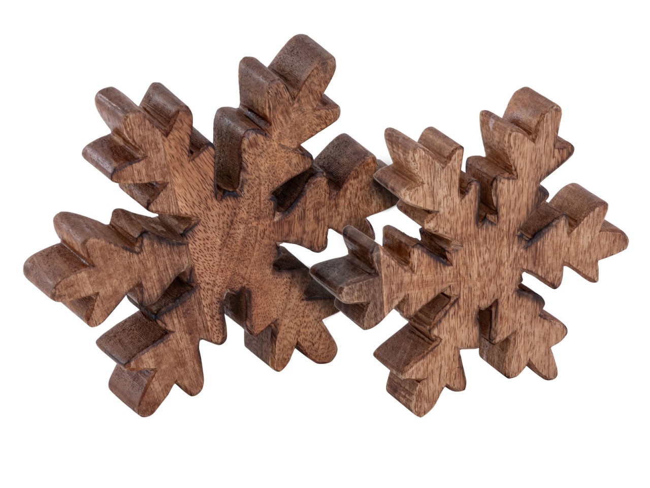 Holzfiguren Schneeflocke 24x 2er Set Masterbox Dekofigur 18x18cm Weihnachtsdekoration