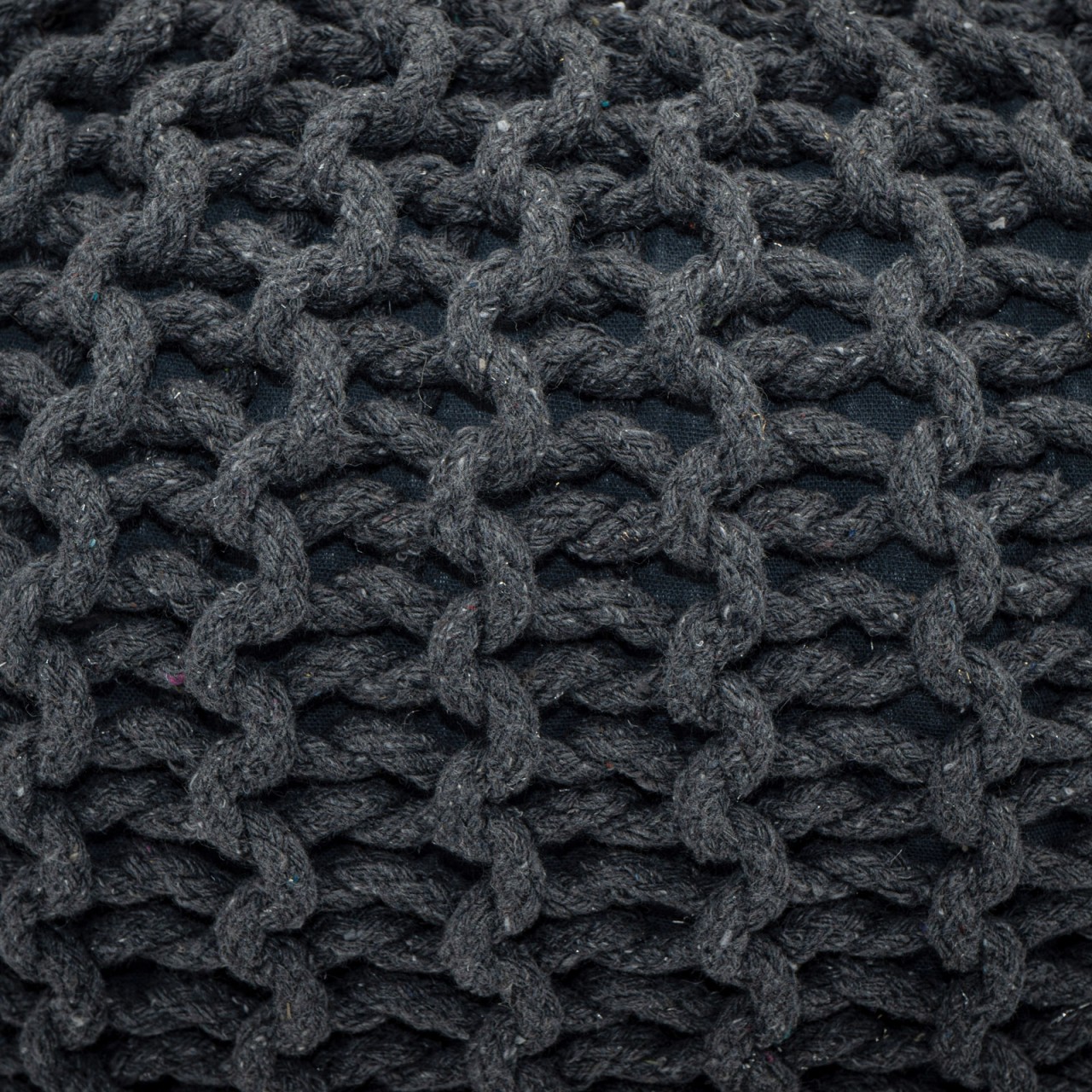 Sitzhocker Pouf SET 2 Stück Ø 55 cm H 37 cm Strickhocker Bodenkissen Grobstrick-Optik nachhaltig Sitzhocker Pouf SET 2 Stück Ø 55 cm H 37 cm Strickhocker Bodenkissen Grobstrick-Optik nachhaltig