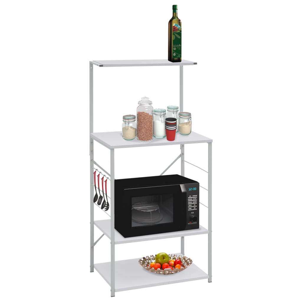 Küchenregal Mikrowellenregal Mikrowelle 60x39,6x123 cm Weiß Praktisch Stabil