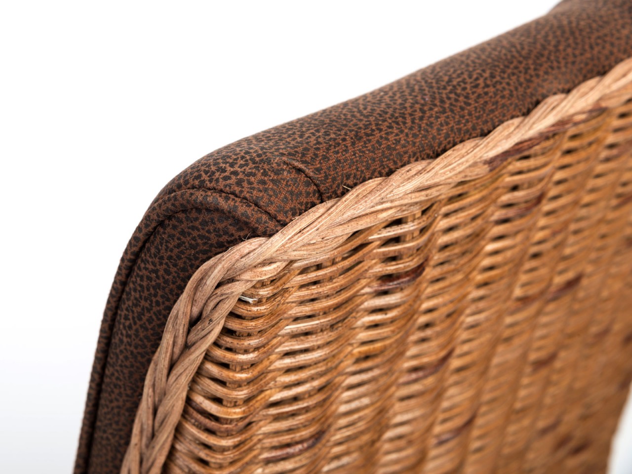 Rattanstühle Set 6 Stück Esszimmer Stühle Polsterstühle Antonio braun Polster Wildleder-Optik