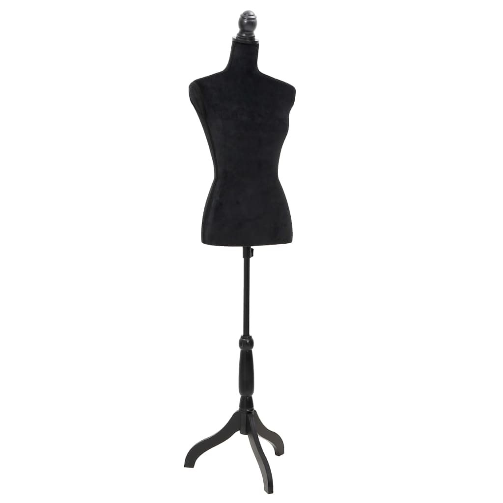 Damen Schneiderbüste Schwarz Samt höhenverstellbar 133-168 cm Schaufenster Deko Muster