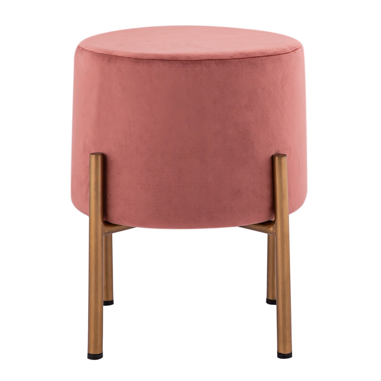Samt Hocker 2. Wahl Sitzhocker Samt Pouf Ø 32 H 38 cm Sitzpouf Velour mit Füßen rose Eisen gold