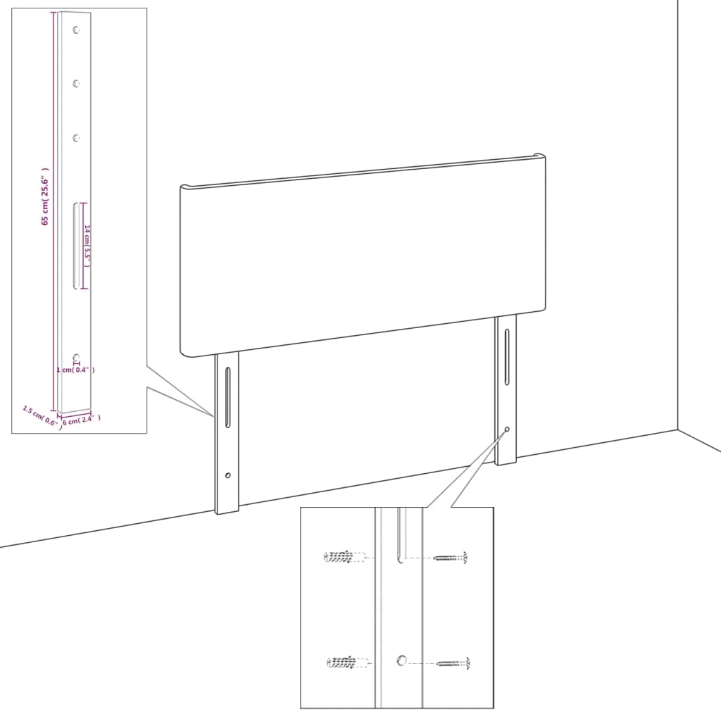 Bett Kopfteile 2er-Set Hellgrau 72x5x78/88 cm Stoff komfortables Schlafzimmer