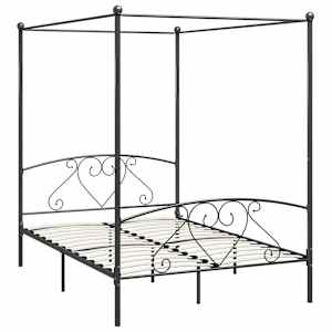 Himmelbett-Gestell Grau Metall 160 x 200 cm