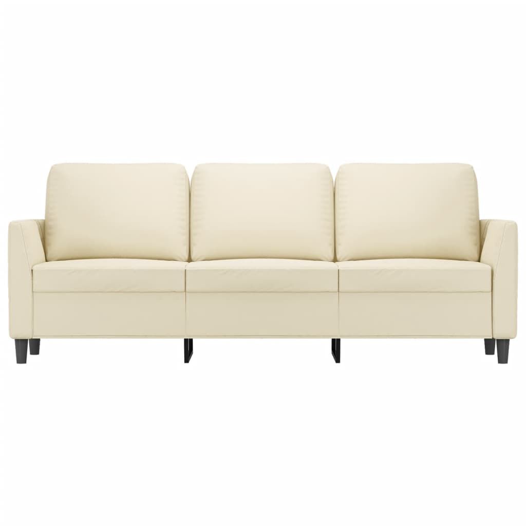 Sofa 3 Sitzer cremefarben 180 cm breit aus pflegeleichtem Kunstleder