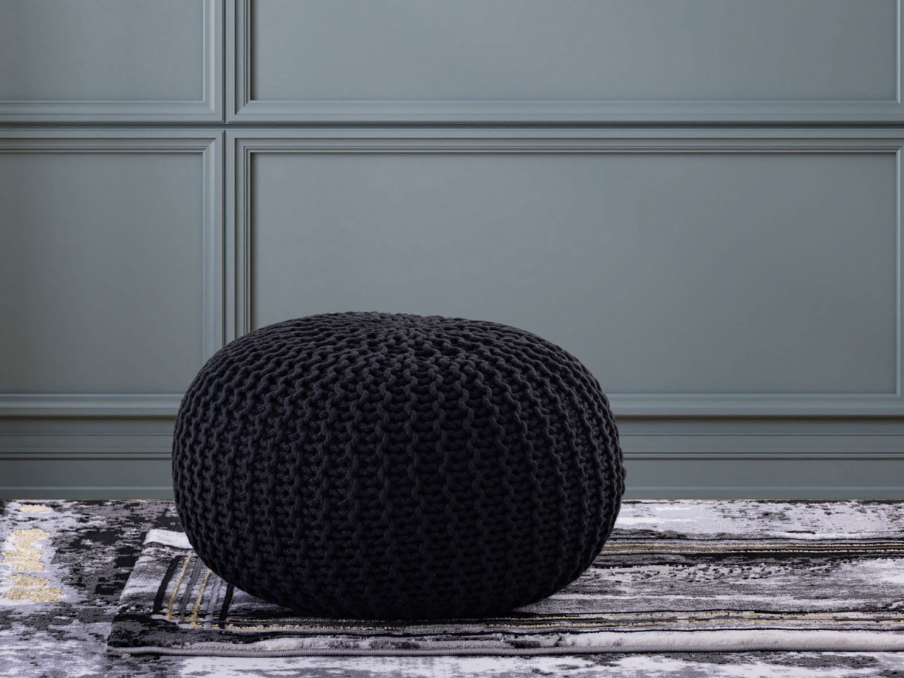 Pouf PREMIUM ø45cm Sitzhocker Strickpouf Innen Terrasse Pool Garten nachhaltig Pouf PREMIUM ø45cm Sitzhocker Strickpouf Innen Terrasse Pool Garten nachhaltig