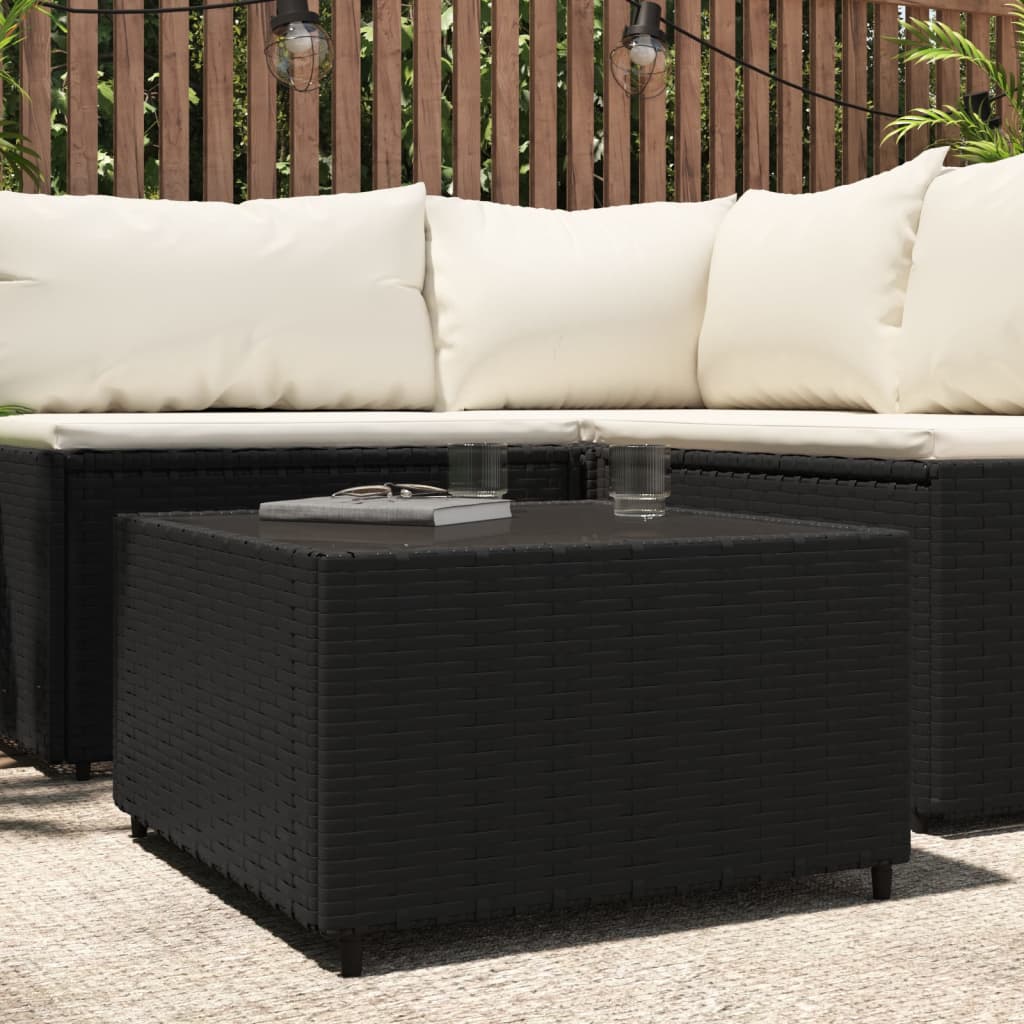 Quadratischer Garten-Couchtisch Schwarz PE-Rattan pulverbeschichteter Stahl 50x50x30 cm Quadratischer Garten-Couchtisch Schwarz PE-Rattan pulverbeschichteter Stahl 50x50x30 cm