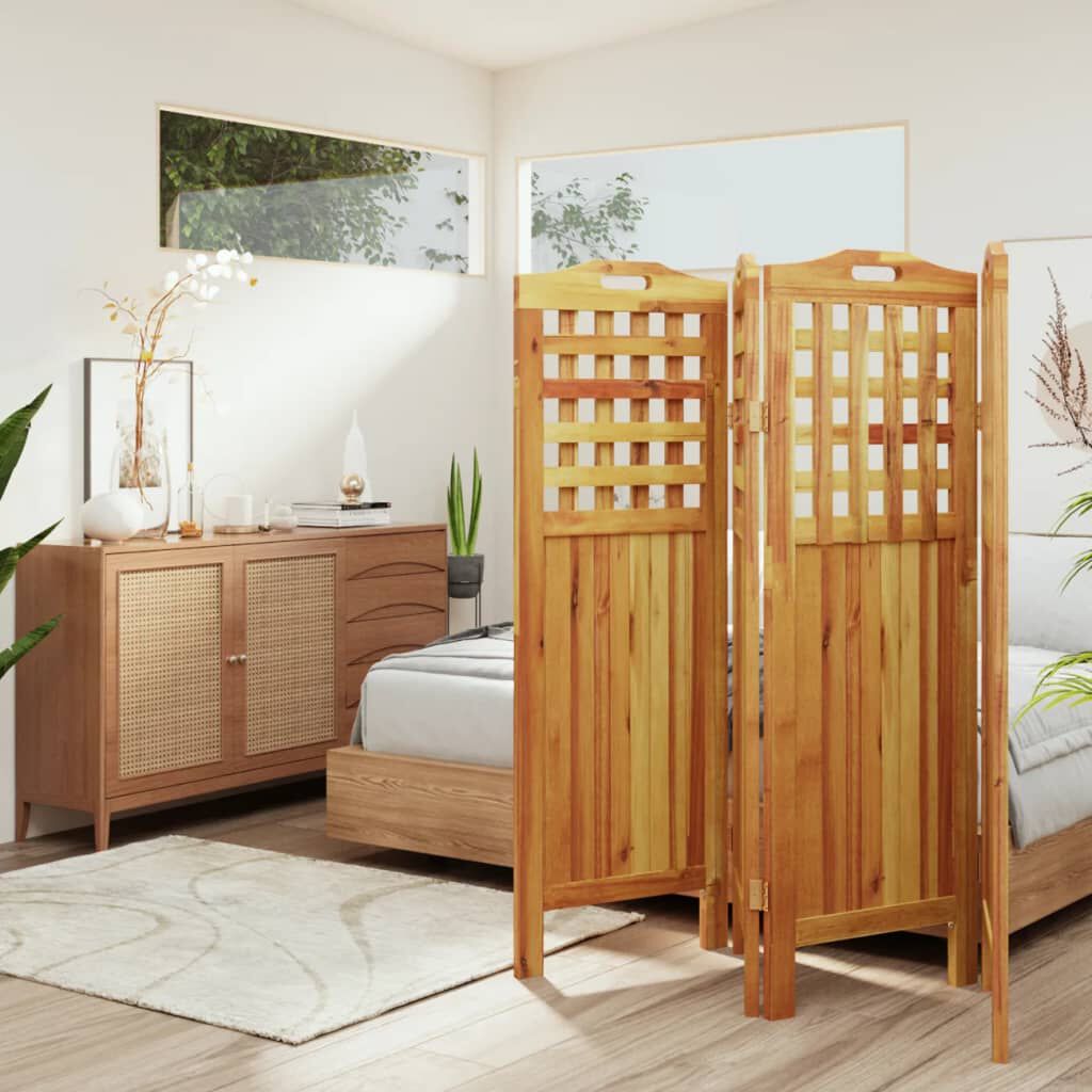 Raumteiler 4-teilig Massivholz Akazie 162 x 2 x 115 cm modern und dekorativ
