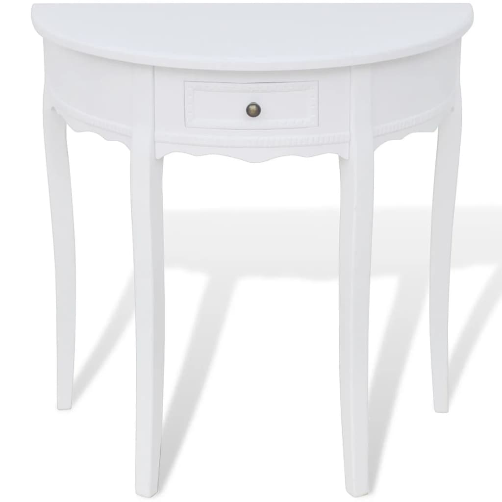Konsolentisch mit Schublade halbrund weiß modern elegant stilvoll praktisch