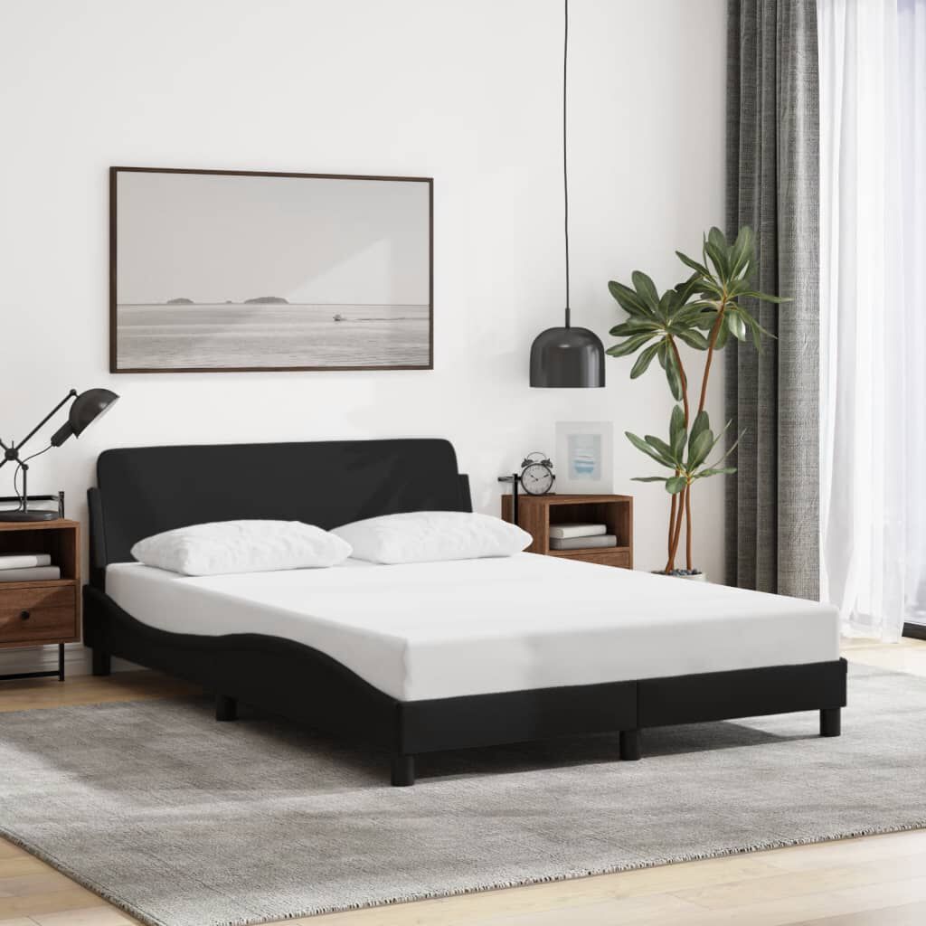 Bettgestell Schwarz 140x190 cm aus Stoff ohne Matratze stabil und modern