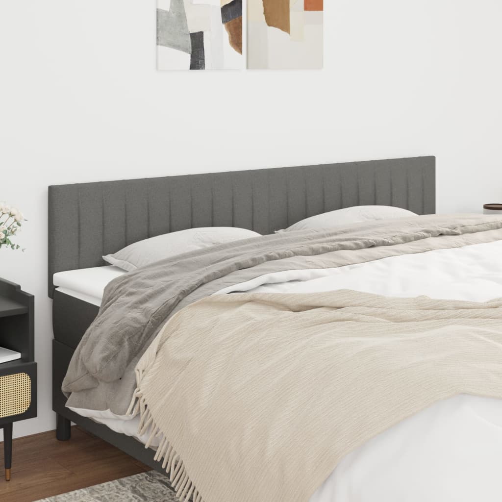 Kopfteile Bett 2er Set Dunkelgrau 100x5x78/88 cm Stoff für modernes Schlafzimmer
