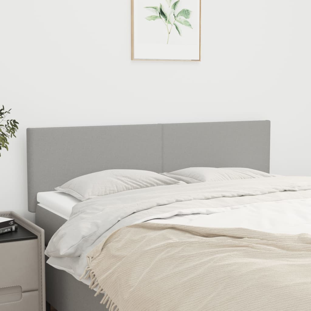 Bett Kopfteile 2er-Set Hellgrau 72x5x78/88 cm Stoff komfortables Schlafzimmer
