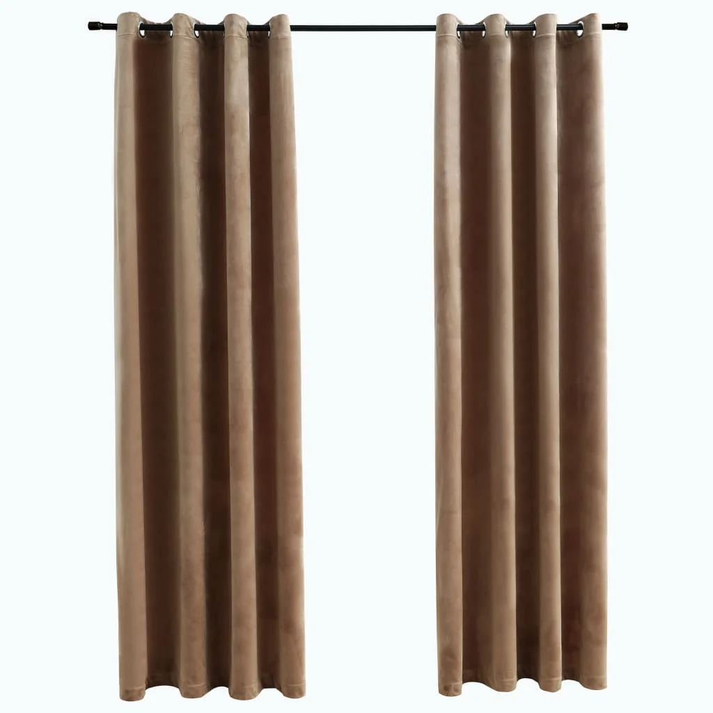VerdunkelungsvorhängeThermovorhänge Blickdicht Fensterdeko Gardinen 2 Stk. Samt Beige 140x225cm mit Ringen