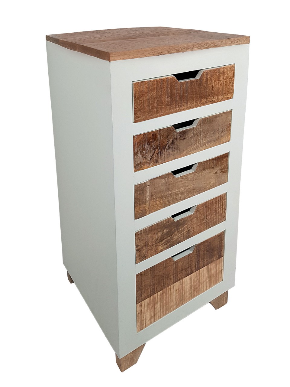 Schubladen Kommode B 40 H 92 cm Schubkastenturm Anrichte Sideboard California weiß Mangoholz