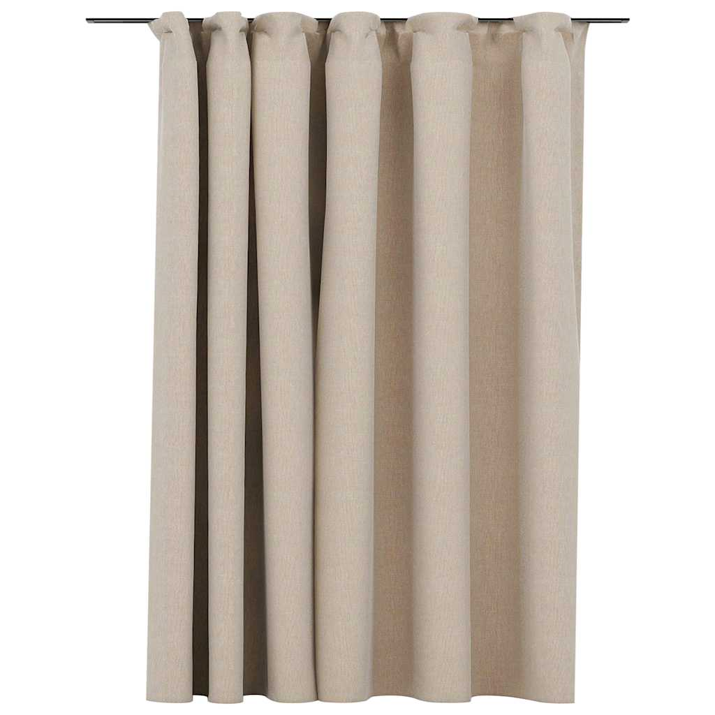Vorhang Gardine Verdunkelung mit Haken Beige 290x245cm Leinenoptik Blickdicht