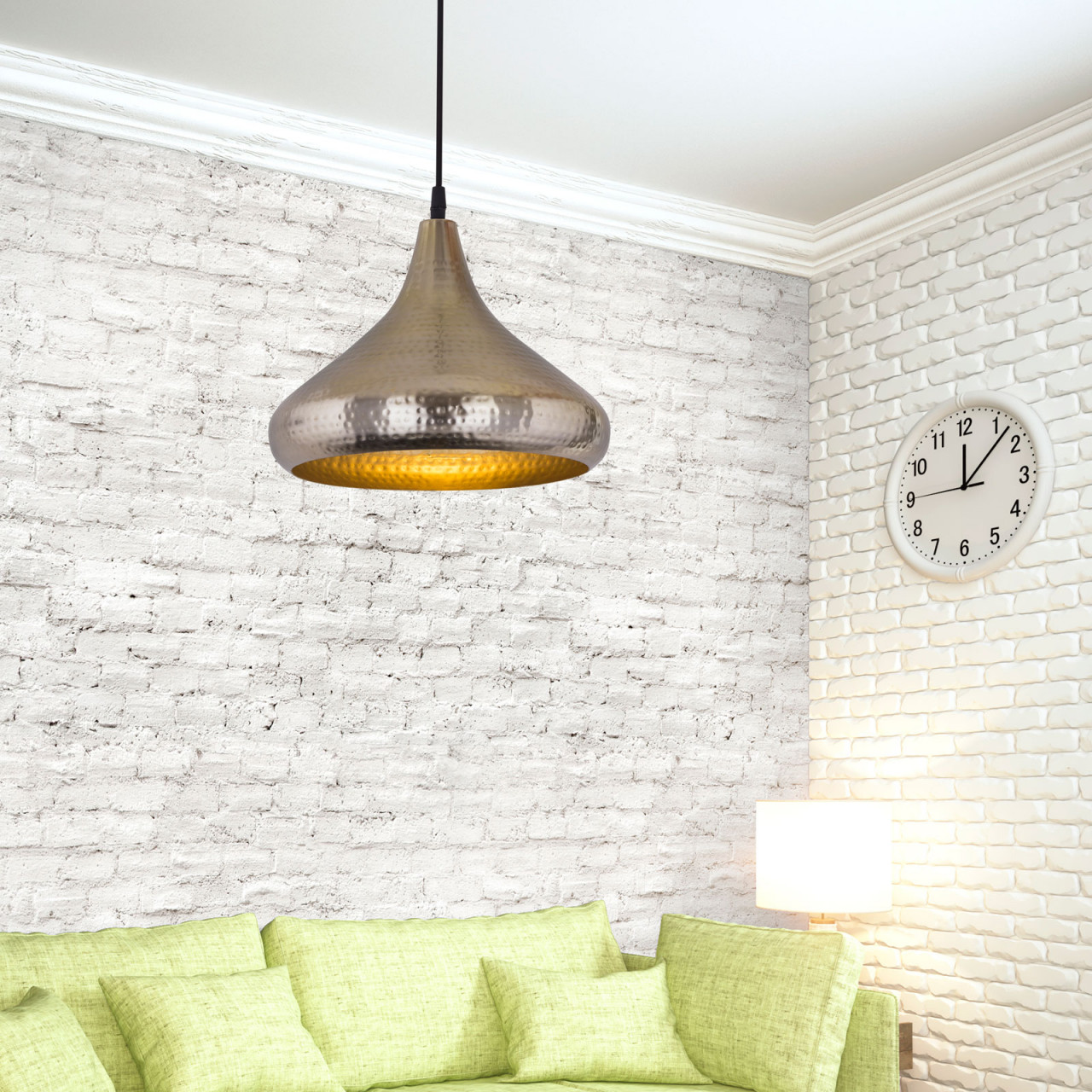 Hängelampe Pendelleuchte Metall Hängeleuchte Esstisch-Deckenlampe Tropfenform gold/silber Vintage