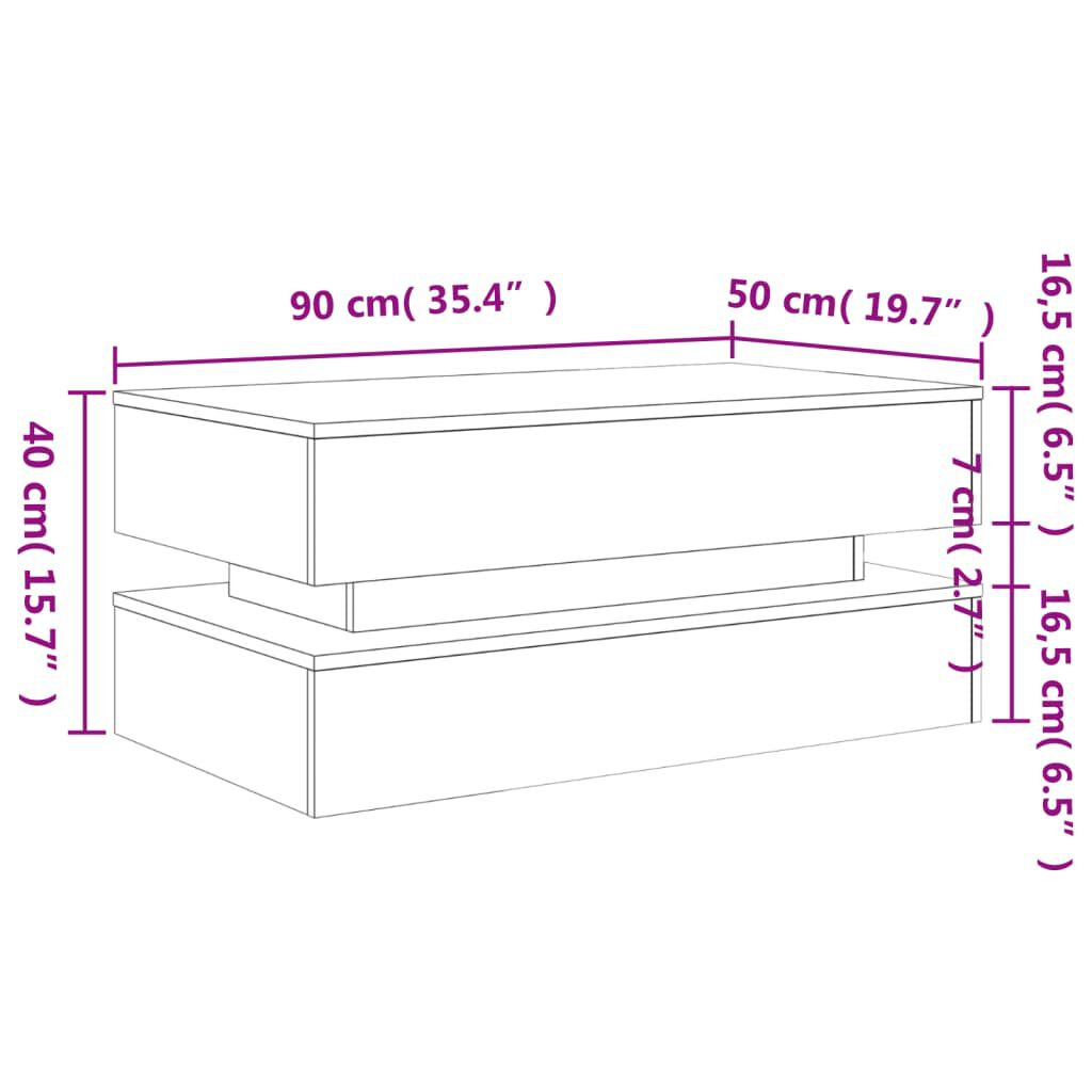 Couchtisch mit LED-Leuchten Schwarz 90x50x40 cm
