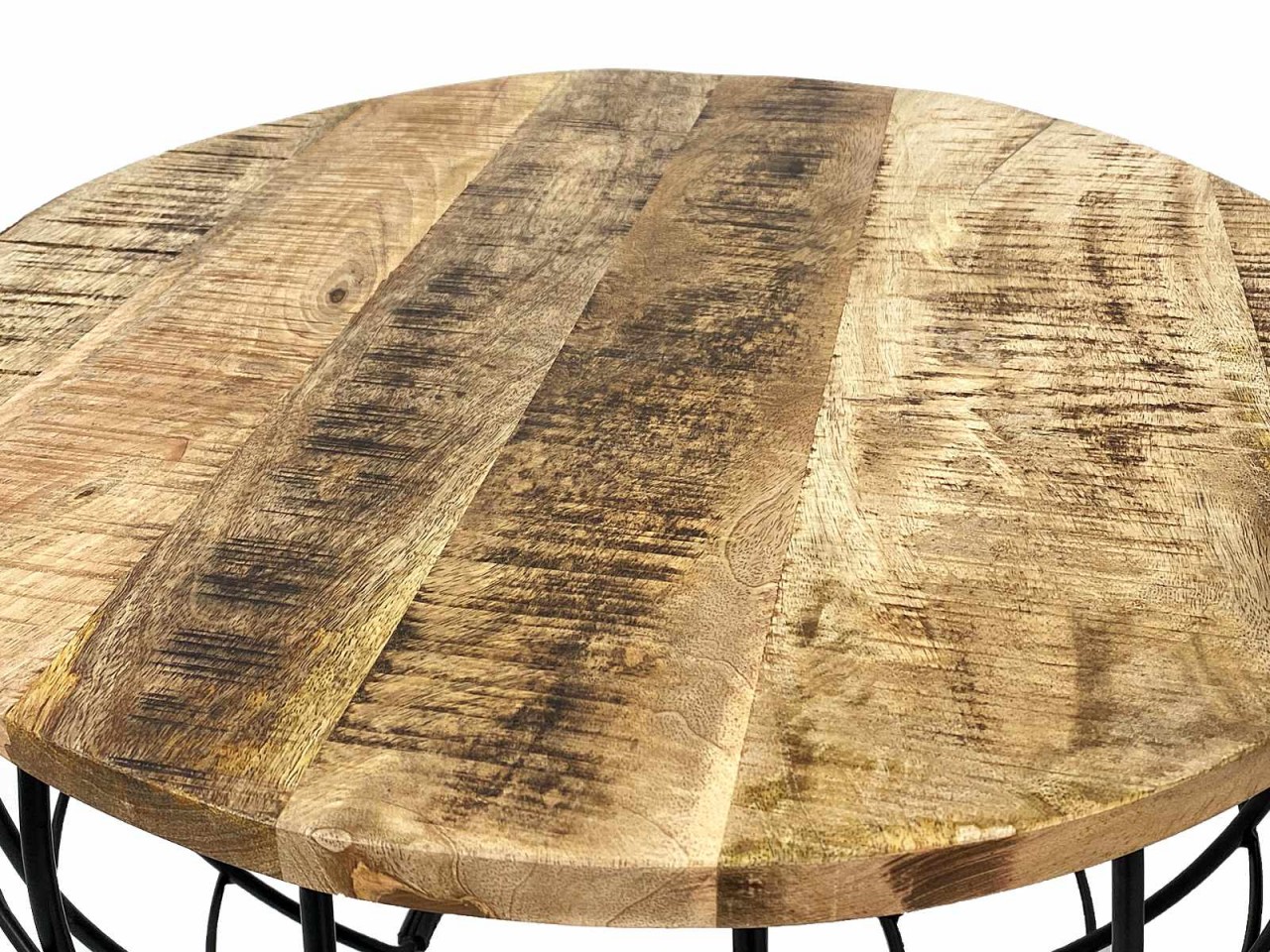 Couchtisch nachhaltig rund ø 75 cm Wohnzimmer-Tisch Massivholz London Metall Gitter Metall Gestell Couchtisch nachhaltig rund ø 75 cm Wohnzimmer-Tisch Massivholz London Metall Gitter Metall Gestell