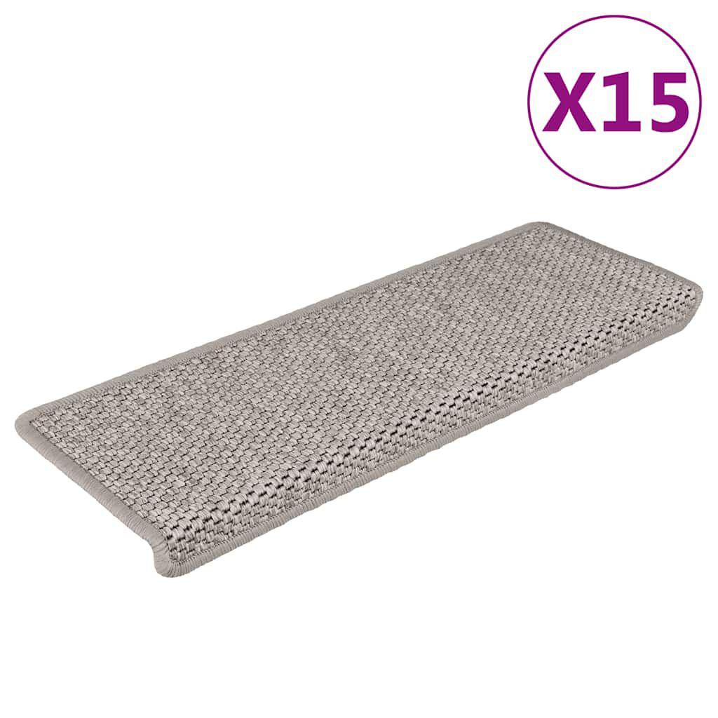 Treppenmatten Selbstklebend Sisal-Look 15 Stk. 65x21x4 Platina