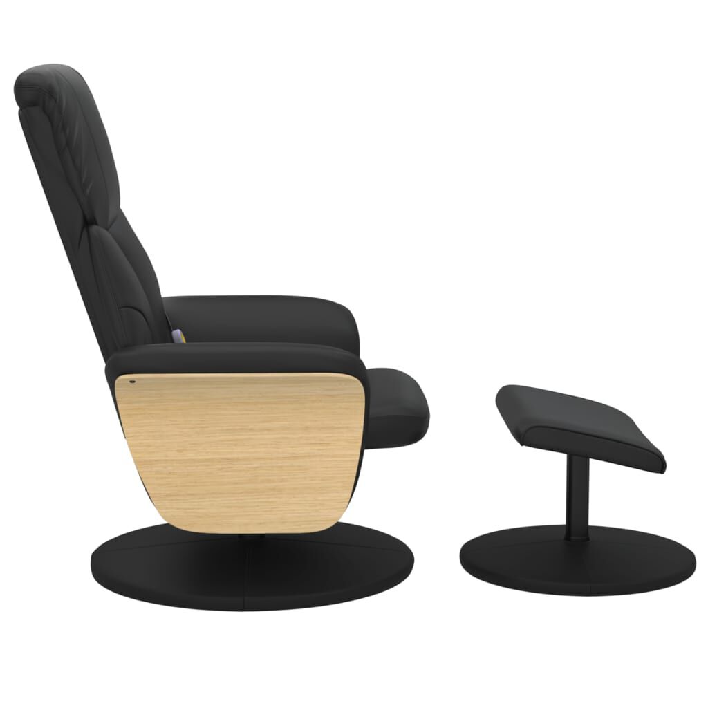 Massagesessel mit Hocker schwarz Kunstleder komfortabel und elegant