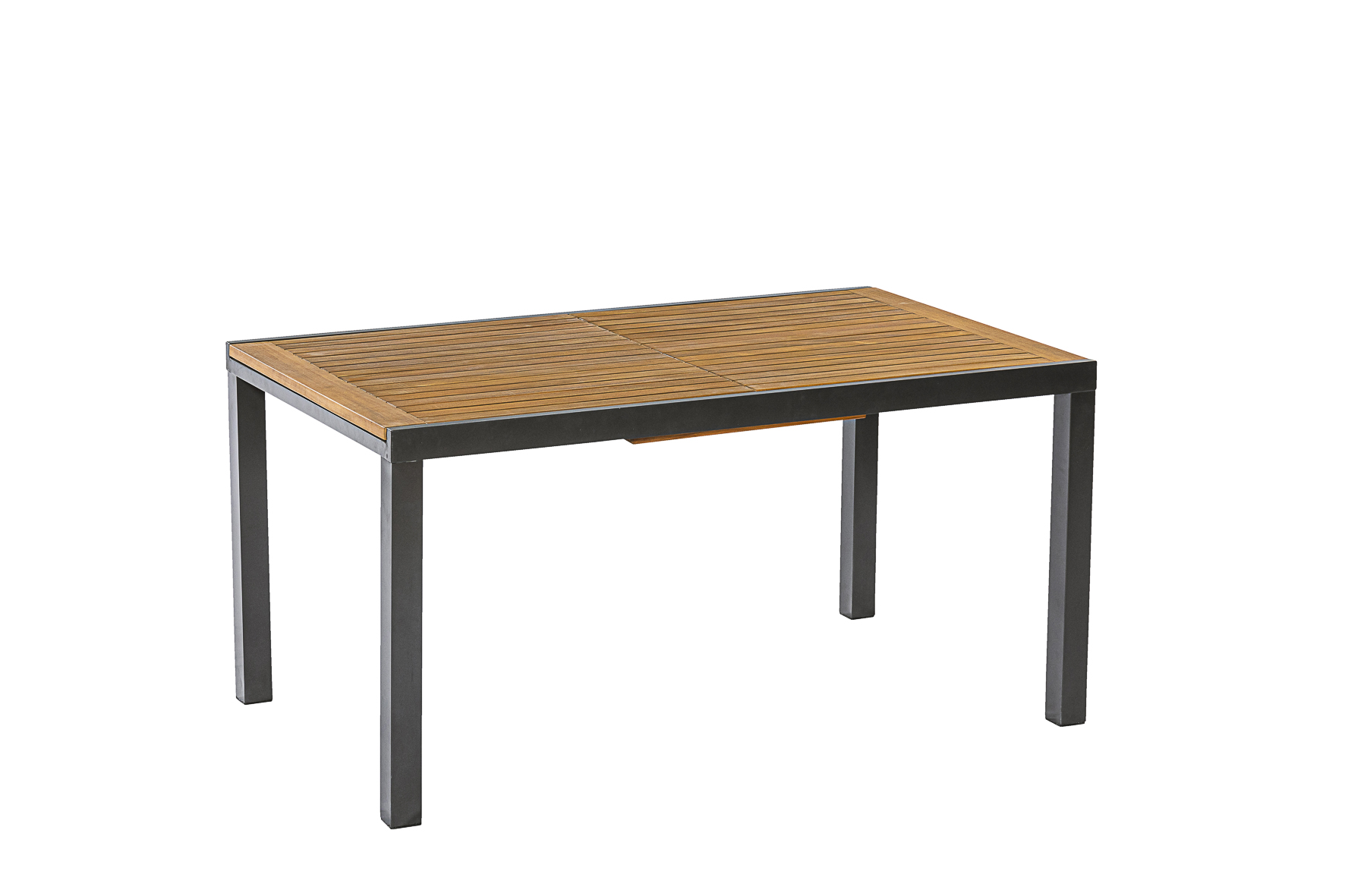 Merxx Tilos Gartenmöbel-Set für 4 Personen – 9-teilig aus Aluminium & FSC® Akazienholz mit Ausziehtisch 150–200 cm, 4 verstellbaren Klappsesseln & grauen Kissen