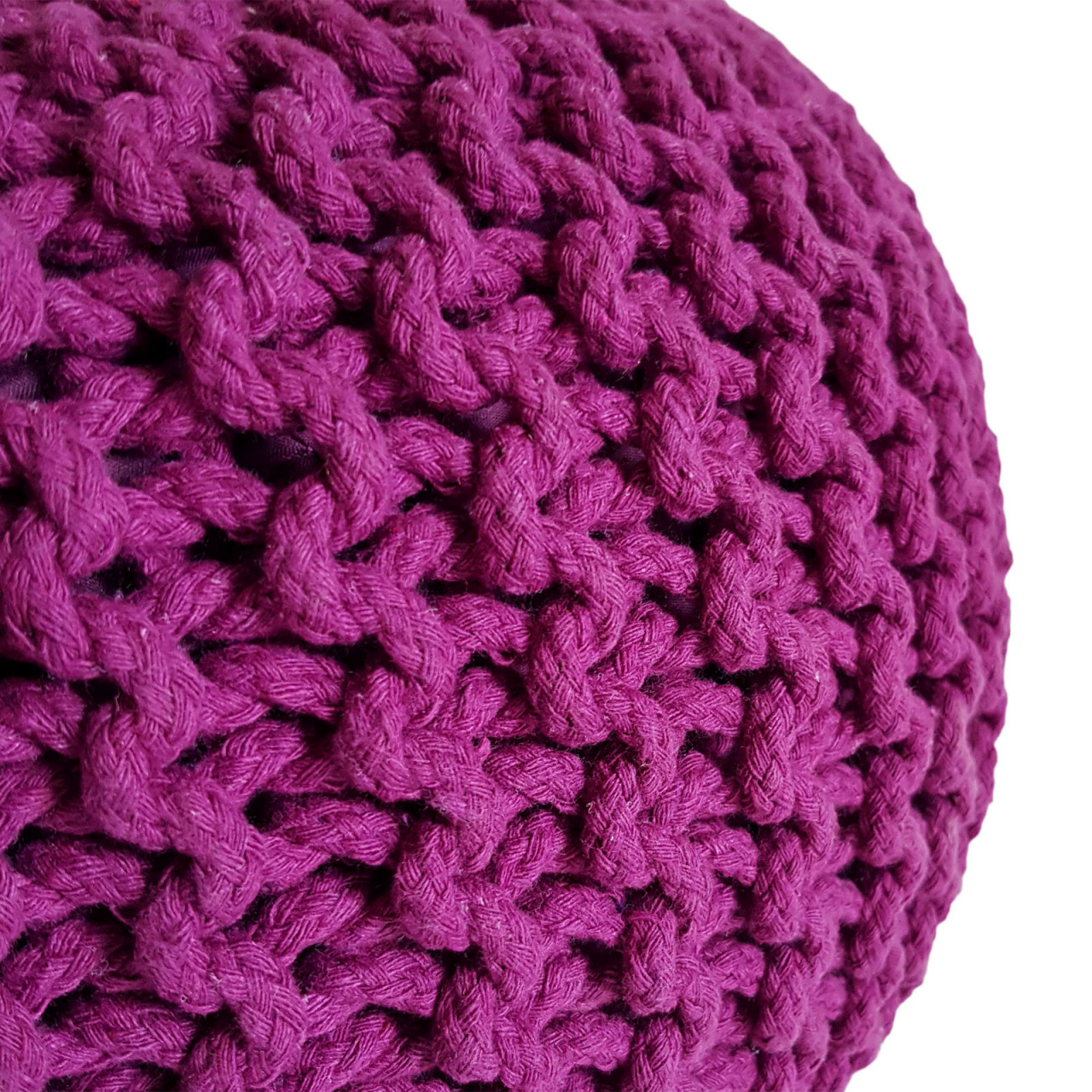 Strickhocker Pouf Ø 45 H 30 cm cm Sitzpouf Strick Bodenkissen