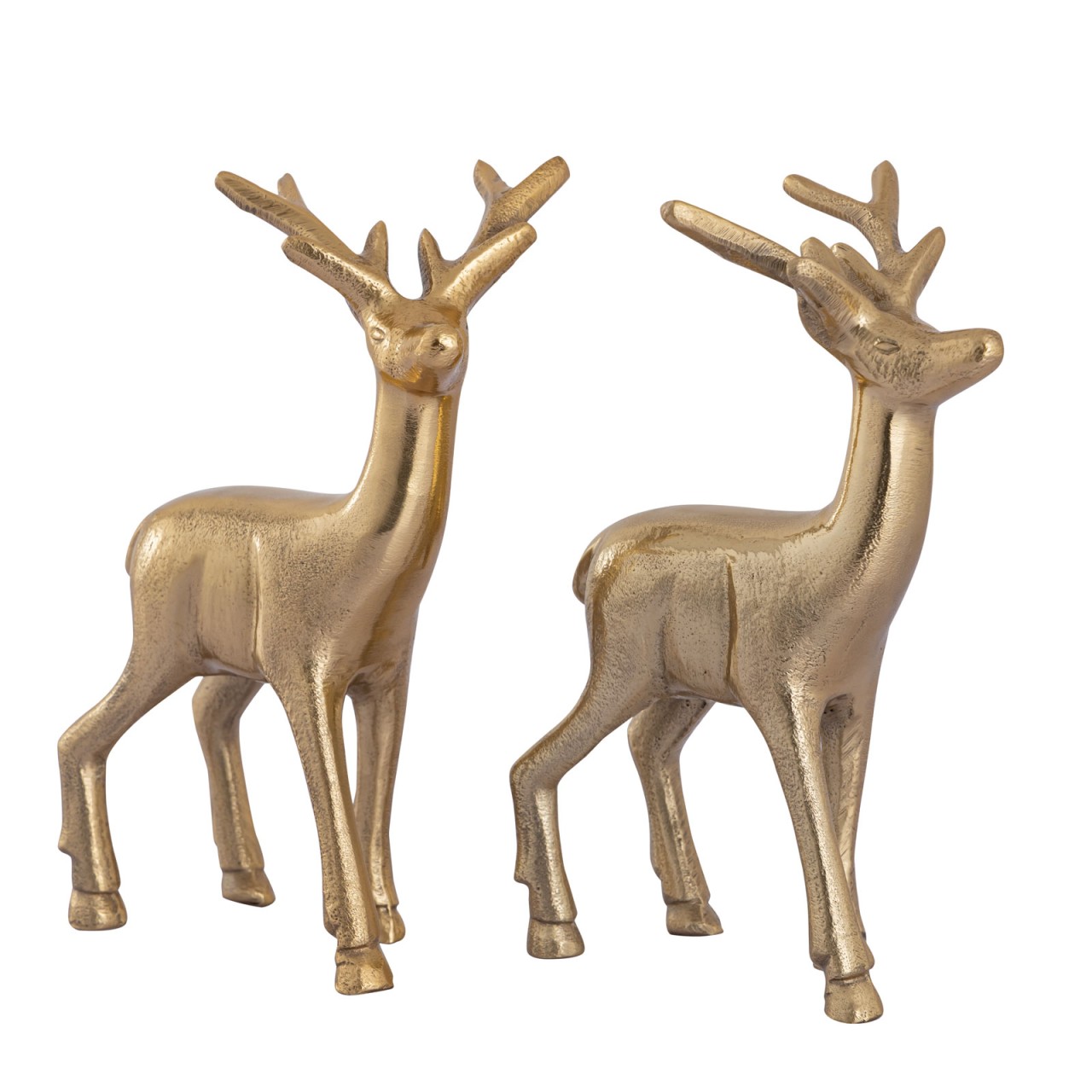 Deko Figur Hirsch 2er Set Tischdekoration Tierfigur Metall Weihnachtsdeko silber o. gold Aluminium Deko Figur Hirsch 2er Set Tischdekoration Tierfigur Metall Weihnachtsdeko silber o. gold Aluminium