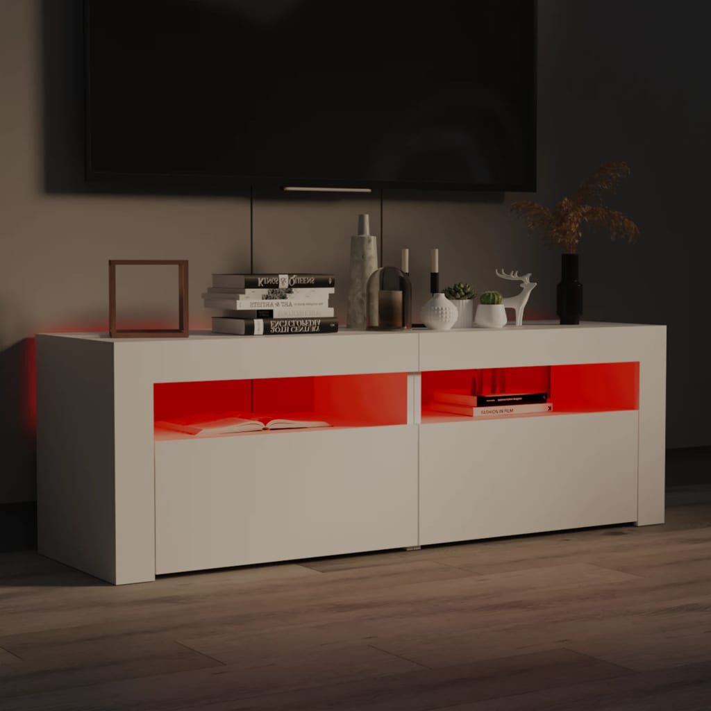 TV-Schrank Weiß 120 x 35 x 40 cm mit LED-Beleuchtung modern schlicht