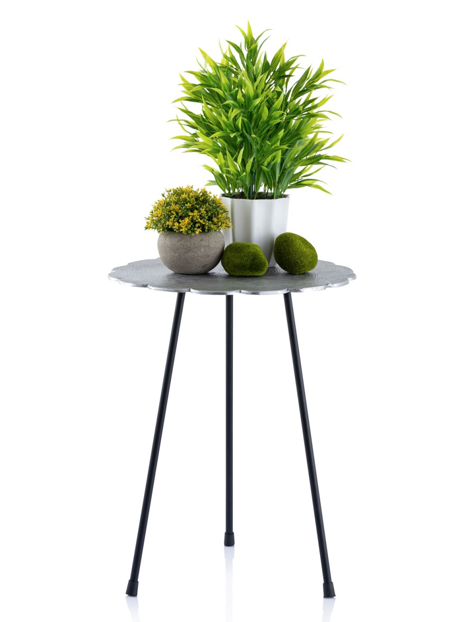 Beistelltisch Metall Dekotisch Hilton ø 35 x H 45 cm rund Aluminium mit Struktur silber od. gold Beistelltisch Metall Dekotisch Hilton ø 35 x H 45 cm rund Aluminium mit Struktur silber od. gold