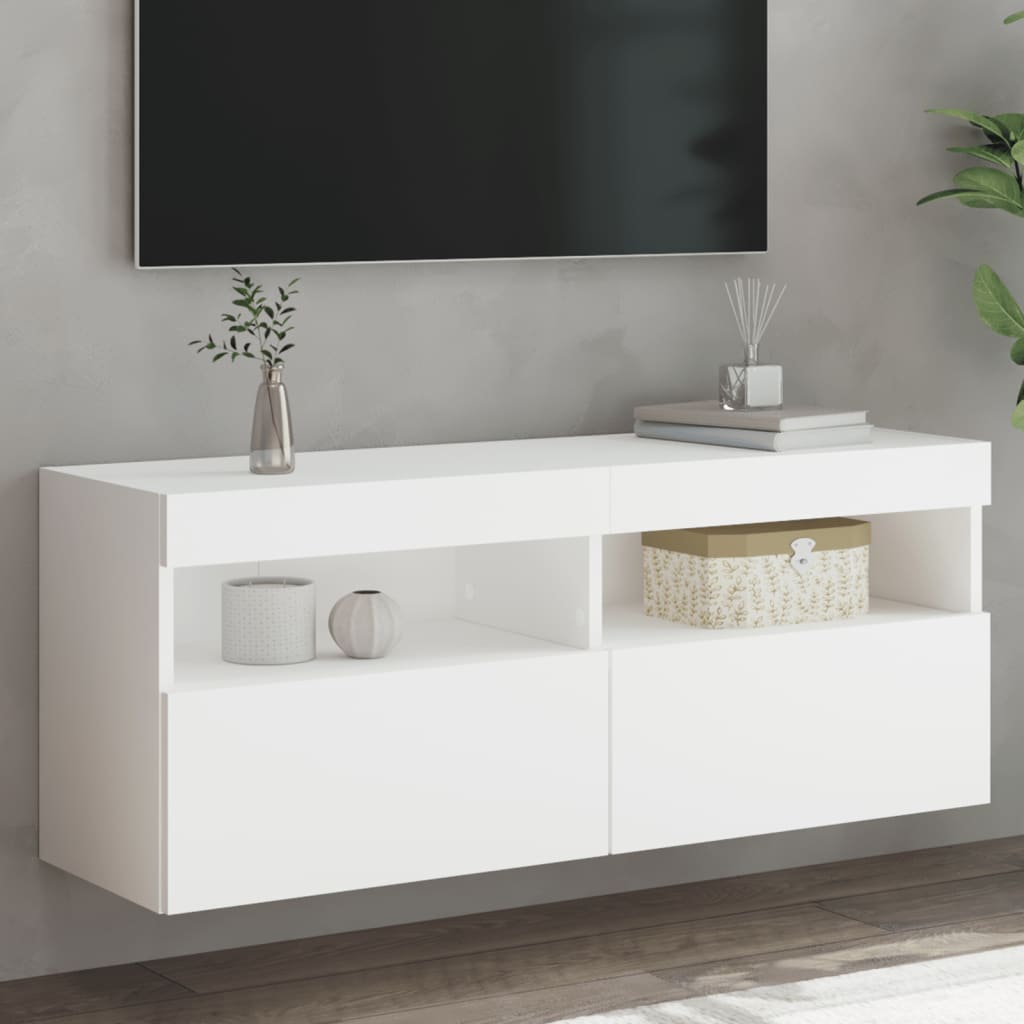 TV-Wandschrank Fernsehschrank Medienmöbel LED Weiß 100x30x40 cm