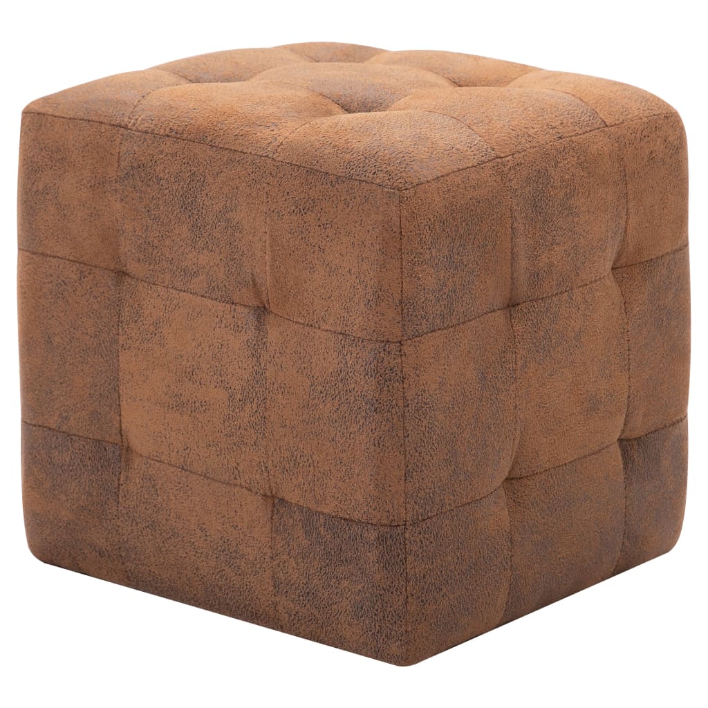 Nachttische 2er Set braun 30x30x30cm Wildleder Optik Schlafzimmer elegant modern