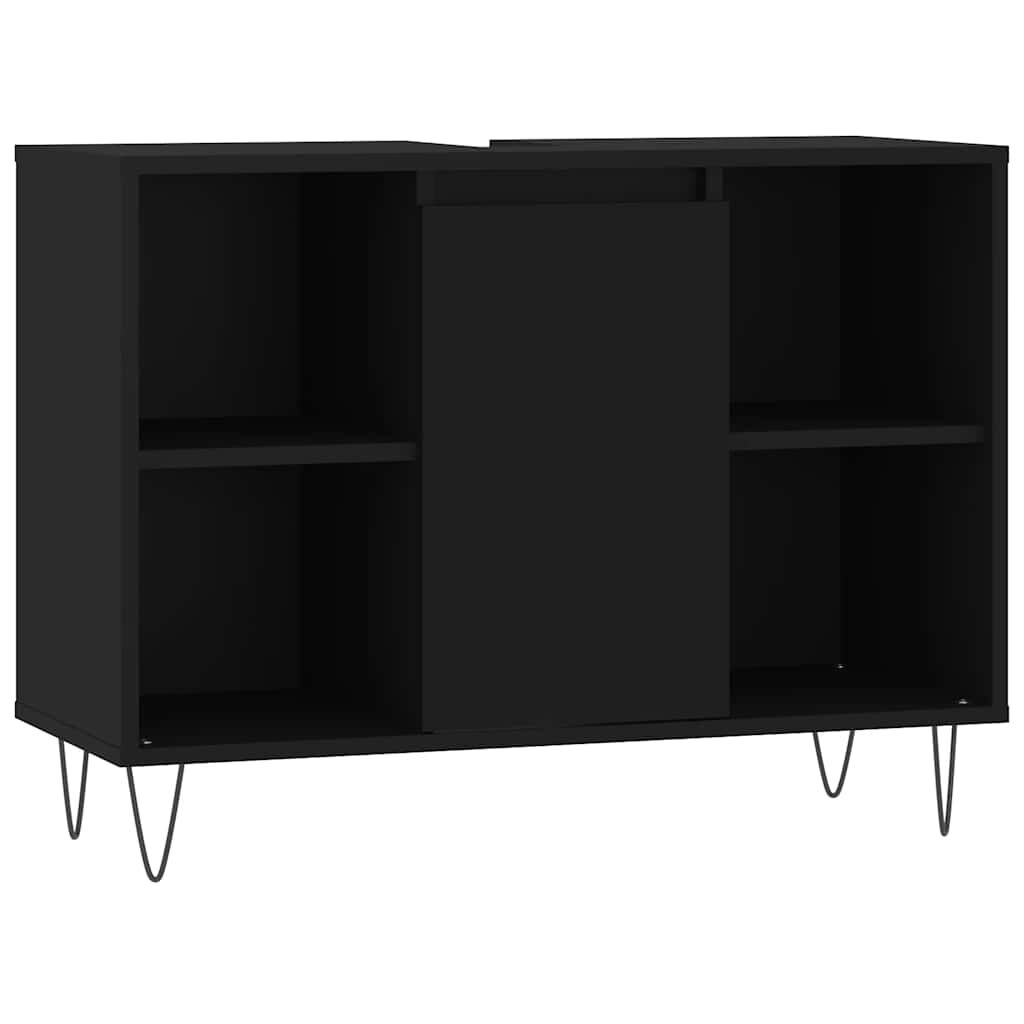 Badschrank Schwarz 80x33x60 cm Holzwerkstoff