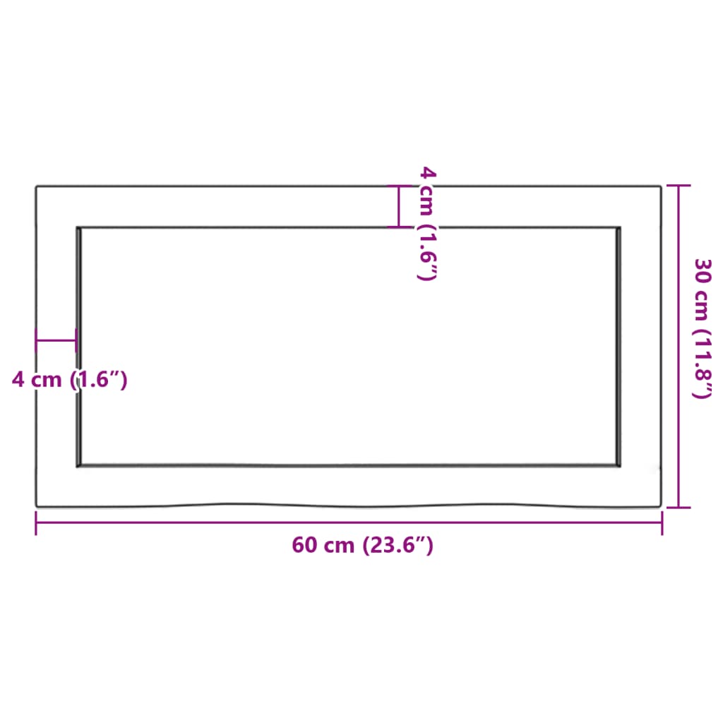 Wandregal Dunkelgrau 60x30x6 cm, Massivholz Eiche, robust & stilvoll, ideal für Wohnzimmer oder Büro.