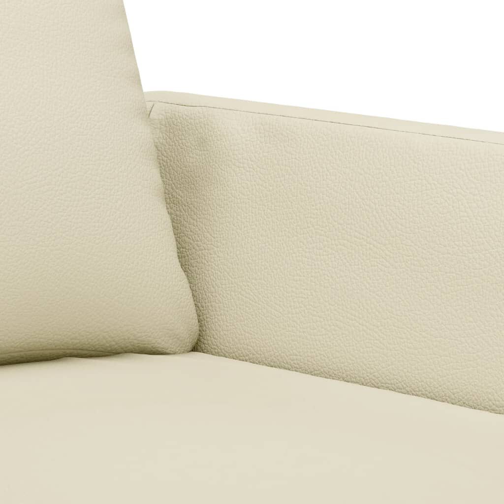 Sofa 3 Sitzer cremefarben 180 cm breit aus pflegeleichtem Kunstleder