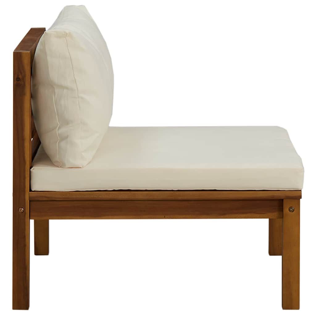 3-tlg. Garten-Lounge-Set mit Cremeweißen Kissen Akazienholz