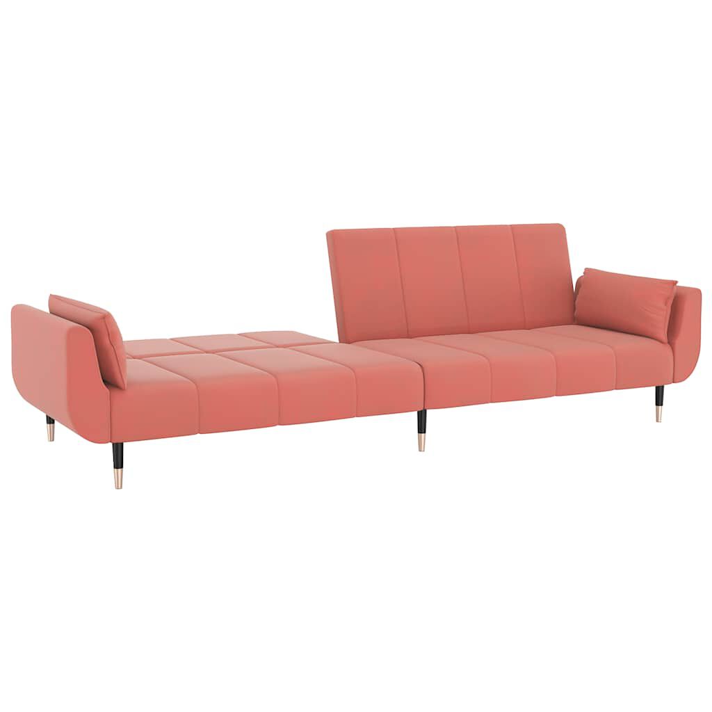Schlafsofa 2 Sitzer mit 2 Kissen Rosa Samt