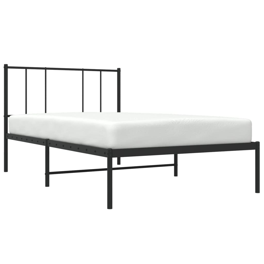 Metallbettgestell mit Kopfteil Einzelbett Bettgestell Schlafzimmermöbel Schwarz 90x200 cm 