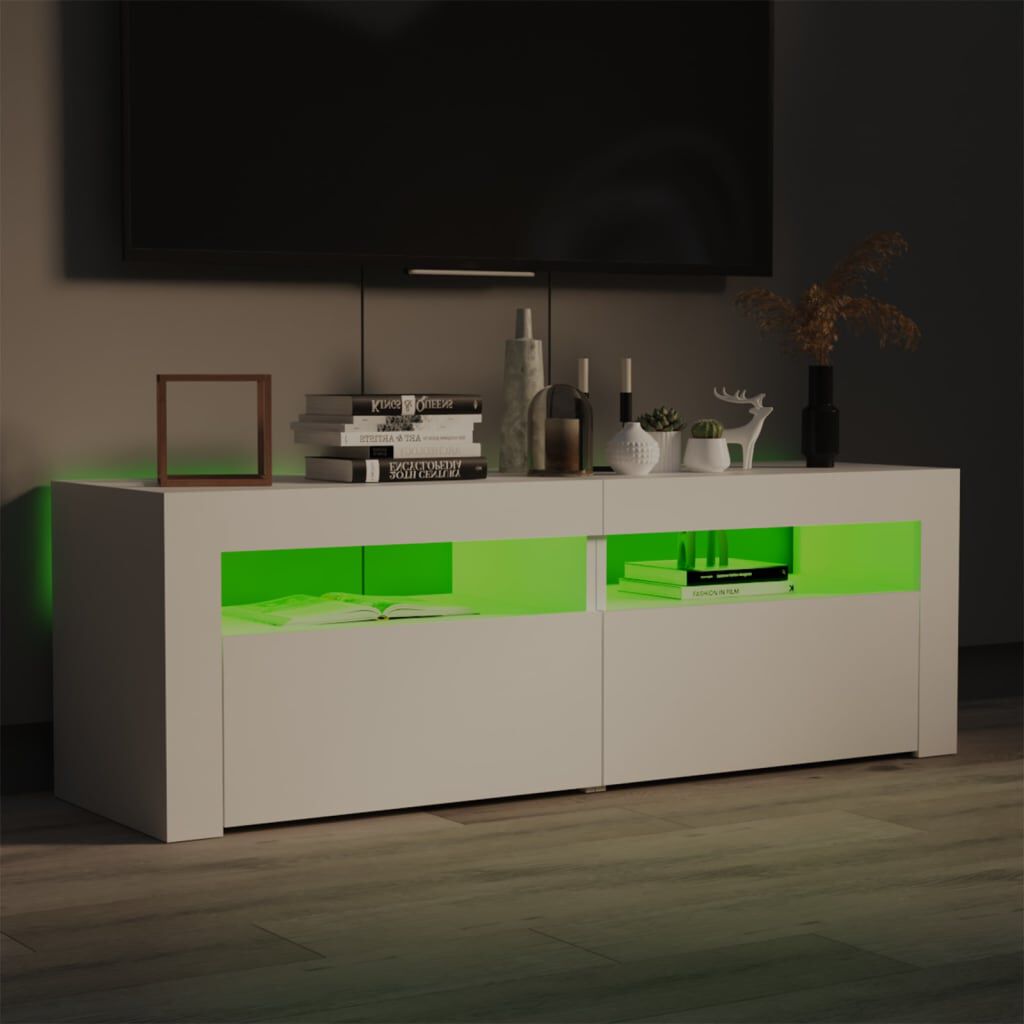 TV-Schrank Weiß 120 x 35 x 40 cm mit LED-Beleuchtung modern schlicht