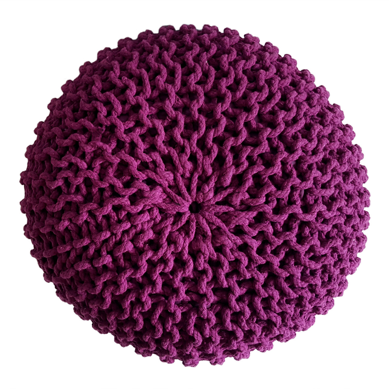 Strickhocker Pouf Ø 45 H 30 cm cm Sitzpouf Strick Bodenkissen