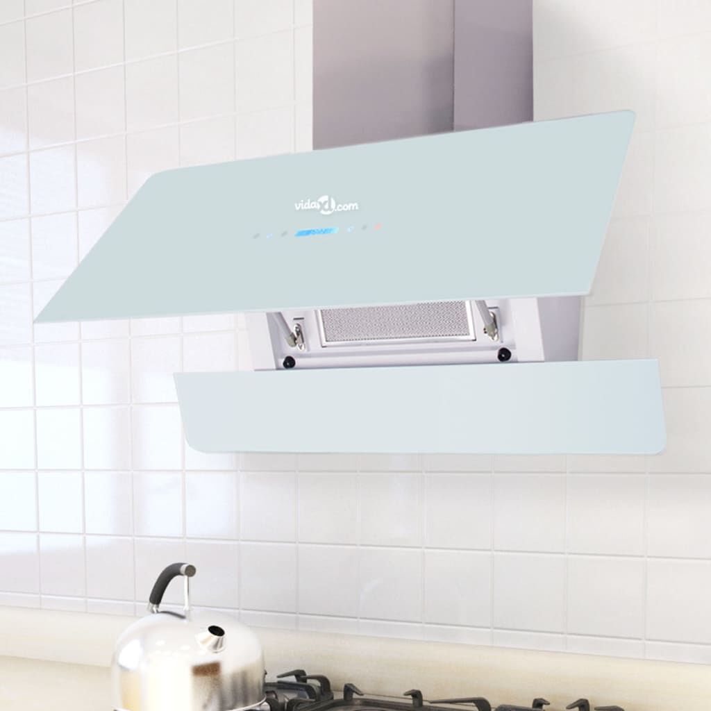 Dunstabzugshaube Glas 09 Design weiß mit moderner Front aus Glas