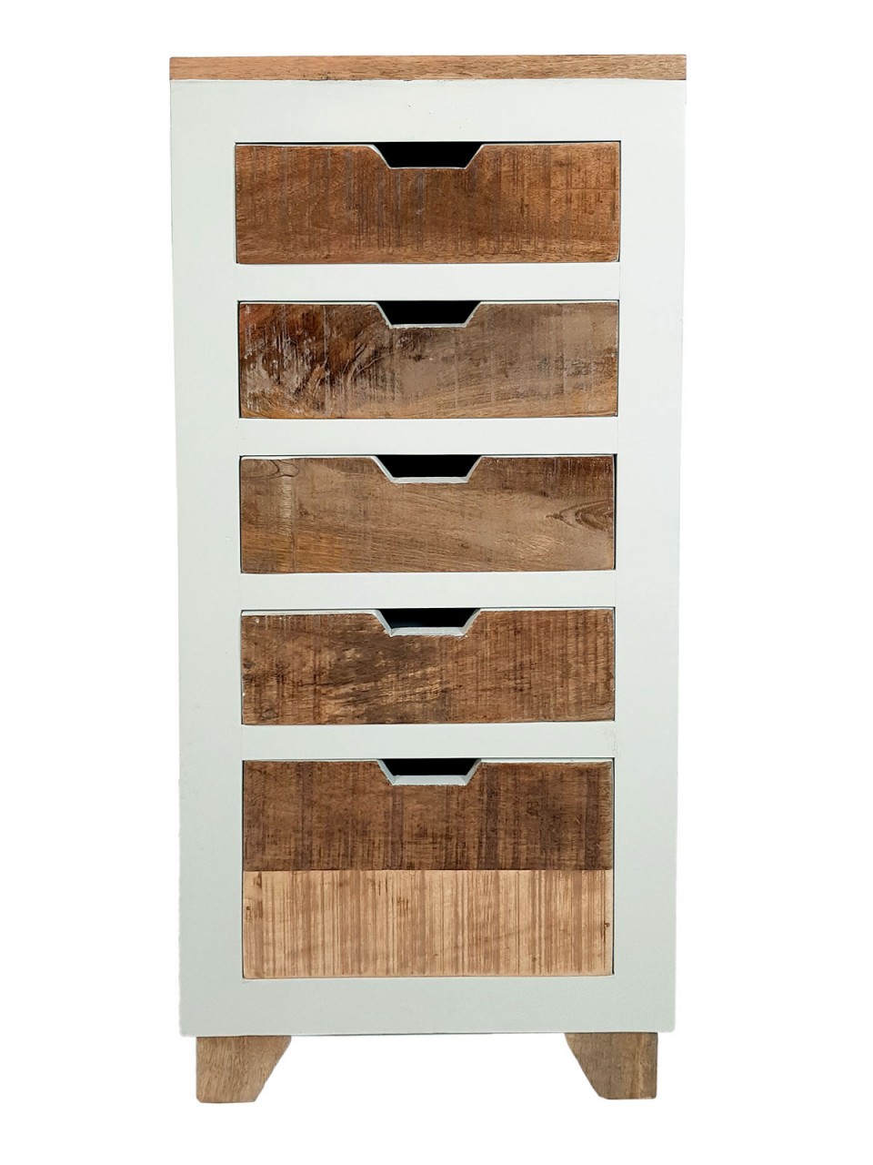 Schubladen Kommode B 40 H 92 cm Schubkastenturm Anrichte Sideboard California weiß Mangoholz