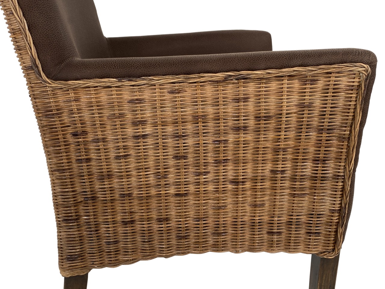 Esszimmer Stühle Set 6 Stück Rattan Armlehner Sessel Bilbao Polsterstuhl Polstersessel prairie brown