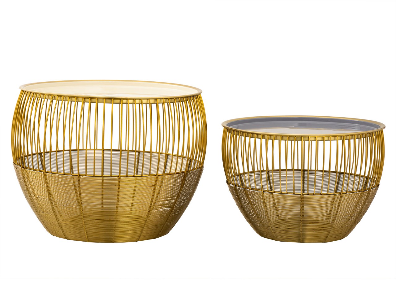 Beistelltisch 2er Set Satztisch rund ø 49/41 H 37/29 cm Dekotische Sofatisch Glamira Couchtisch gold